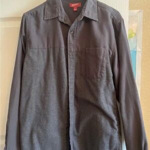 Gray Button-Up flannel Shirt